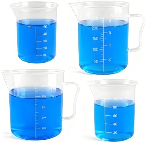TISMART Plastic Beaker 4 Pack Measuring Cup Set