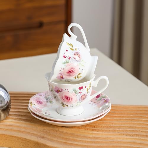 2.5oz Porcelain Demitasse Set of 6, 75ml Espresso