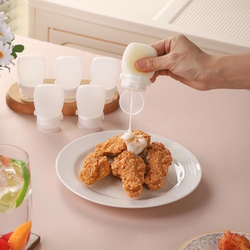 6 Pack Silicone Condiment Squeeze Bottles Small Salad Dressing Bottles