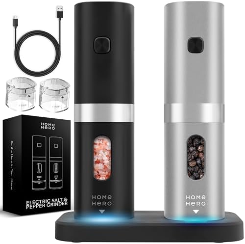 Home Hero Electric Salt and Pepper Grinder Set, 2 Pack
