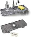 Sink Splash Guard [2-Pack, Grey] - 14.6" Silicone Faucet Mat for