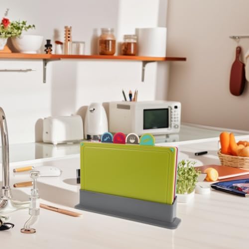 4 Piece Plastic Cutting Board Set Color Coded Non Slip Kitchen Mats