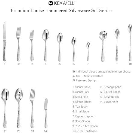 KEAWELL Premium Louise Hammered 4-Piece Fork Set (4, 8" Dinner Forks)
