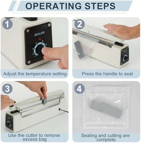 Impulse Heat Sealer with Sealing Bar, White, 16-Inch