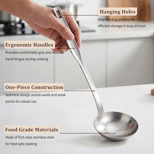 TeamFar Stainless Steel Cooking Utensils Set, 7 Pcs Metal Kitchen