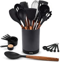 SMIRLY 22-Piece Silicone Kitchen Utensils Set, Black