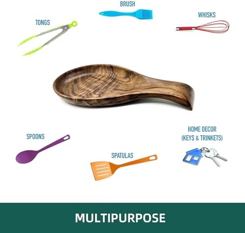 Walnut Wooden Spoon Rest Cooking Spoon Holder Organizer Heat-Resistant