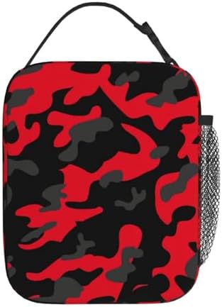 Red and Black Camo Insulated Lunch Bag