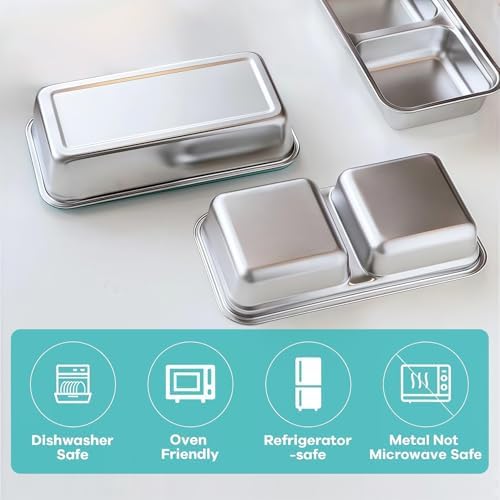 Stainless Steel Snack Containers, 6-Pack with Lids
