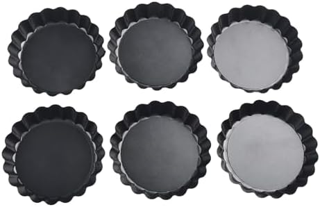 Set of 6 Tart Pans with Removable Bottom, 4 Inch Non-Stick Carbon