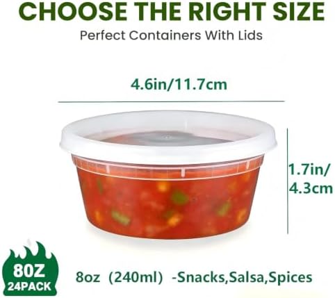 8oz Plastic Deli Containers with Lids BPA Free Food Storage Containers