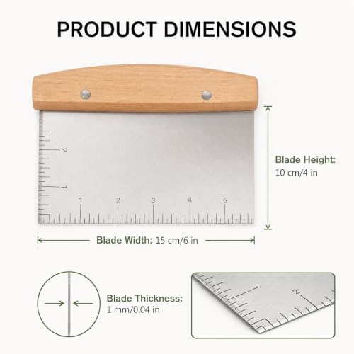 Stainless Steel Dough Cutter & Bench Scraper for Bread, Pizza, Griddle