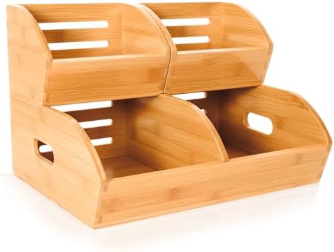 Stackable Bamboo Produce Storage Bin with Ventilation & Handles
