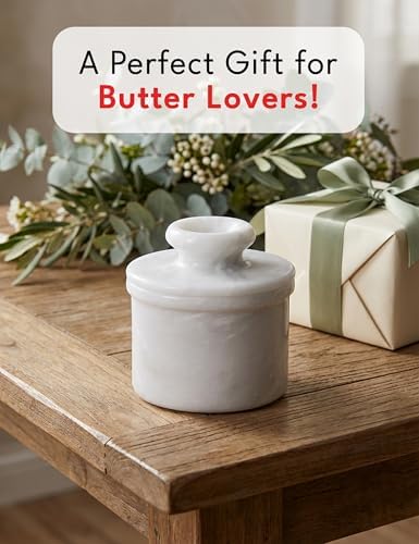 Radicaln Marble Butter Keeper 4.25'' Inches White Handmade French