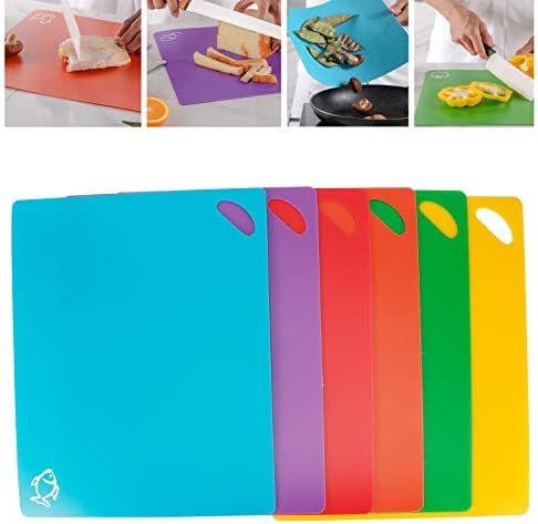 6Pcs Color Coded Cutting Boards Set, Flexible Non - Slip Chopping Mats