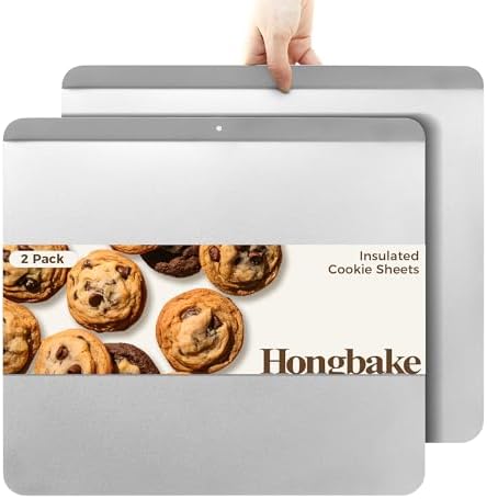 HONGBAKE 2 Pieces Large Flat Cookie Sheet No Edges, Nonstick Insulated