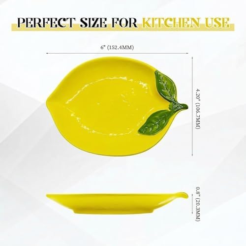 Lemon Spoon Rest for Stove Top, 6 x 4.2 Inch Ceramic Spoon Rest