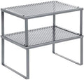 SONGMICS Set of 2 Metal Spice Racks, Stackable Expandable Shelf Risers