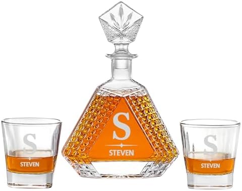 Personalized Triangle Whiskey Decanter Set – 650ml Engraved Liquor