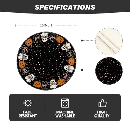 Artoid Mode Ghost Cat Halloween Round Placemats Set of 6-14 Inch