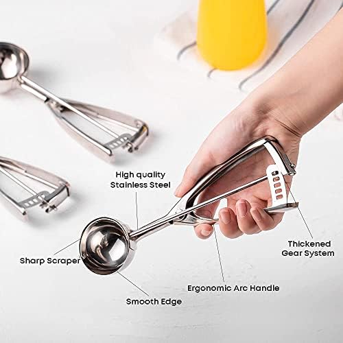 Ecowin Cookie Scoop Set Ice Cream Scoops, 3 PCS Thick Stainless Steel