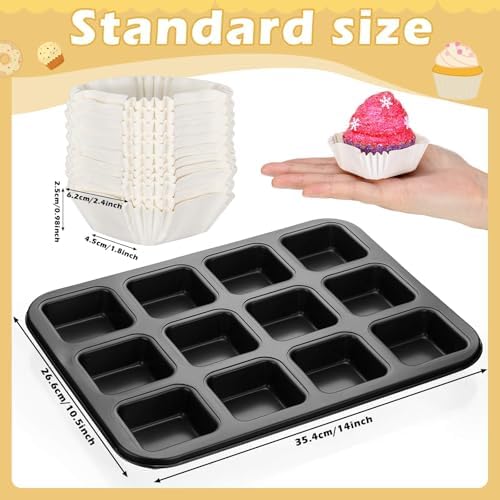 Lallisa 2 Baking Pans 500 Cupcake Liners, 12 Cavity Non Stick Set