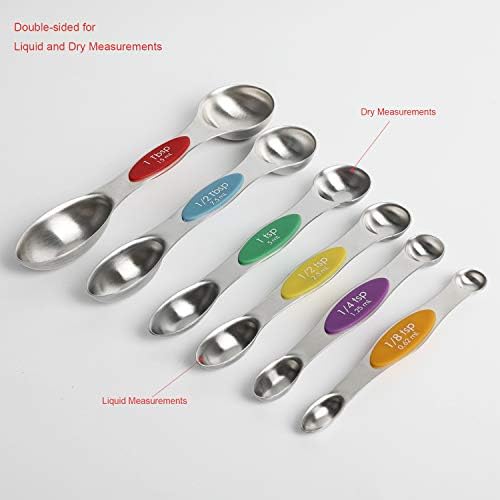 Magnetic Measuring Spoons Stainless Steel Dual Sided Teaspoons