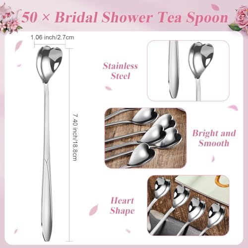 Qinyoung 50 Sets Bridal Shower Tea Party Favors for Guests, Silver