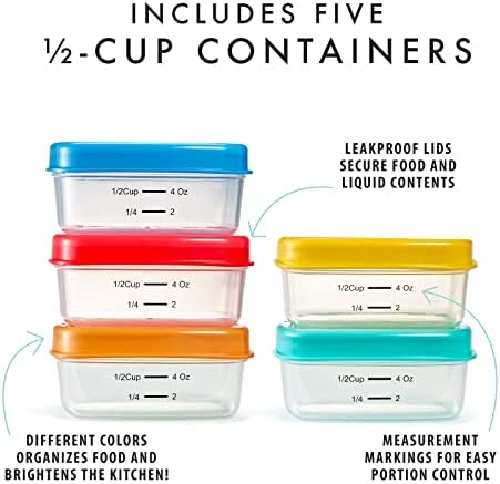 Fit + Fresh 1/2-Cup Snack Set, Condiment & Salad Dressing Containers
