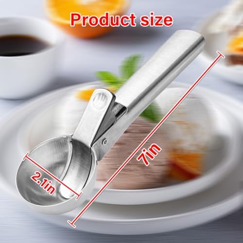 Ice Cream Scoop,Portable Stainless Steel Ice Cream Scoop with Trigger