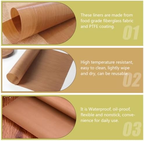 Reusable Baking Mat 4 Sheets Ptfe Fiberglass Coffee Cut Size