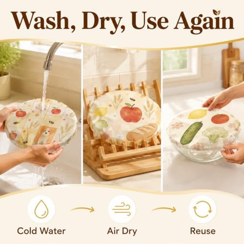 Reusable Beeswax Bowl Covers, 3-Pack, Sourdough