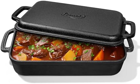 Cast Iron Casserole Dish with Lid, 9x13", 2-In-1