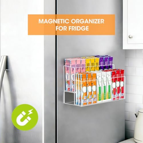 AIEVE Magnetic Drink Packet Organizer, 2-Tier Fridge Organizer