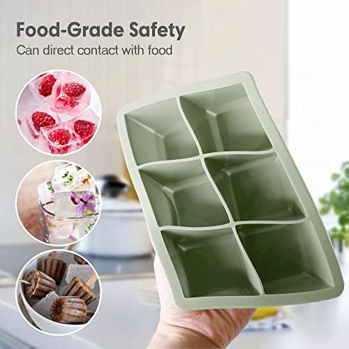 Excnorm Silicone Ice Cube Trays, 3‐Pack Large Square Molds with Lid