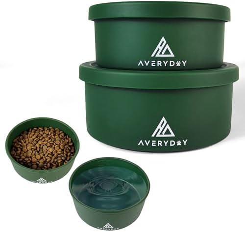 AVERYDAY 30 Oz Travel Dog Bowls with Lids, 2-in-1 Portable Pet Bowls
