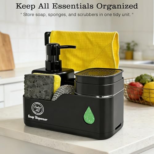 4-in-1 Kitchen Soap Dispenser Set, Black