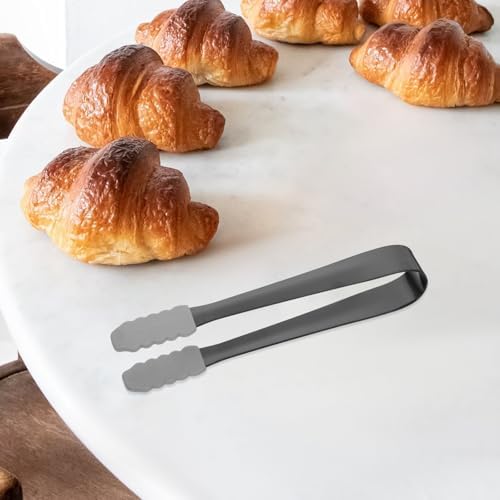 4pcs Stainless Steel Ice Cube Tongs with Black Silicone Sleeve