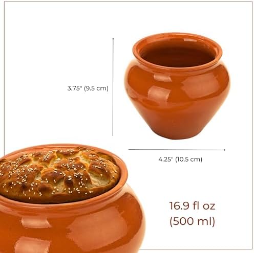 Stoneware Ramekins with Lids Set of 6 - 16.9 fl oz (500 ml) - Clay