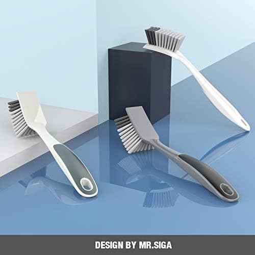 MR.SIGA Dish Brush with Scraper, 2 Pack