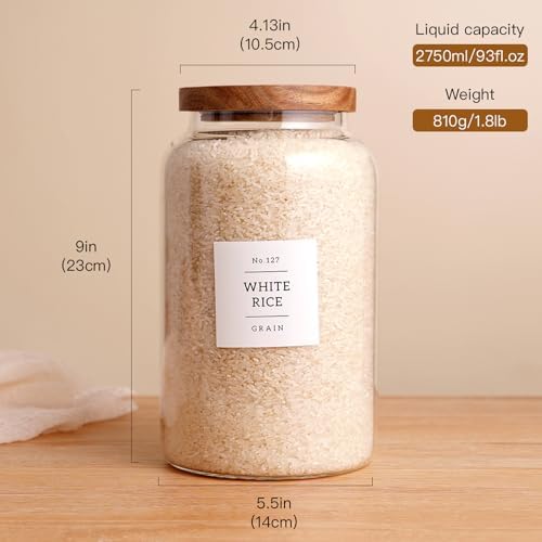 CZHQSMZ Set of 2 98 Fl Oz Glass Food Storage Jars