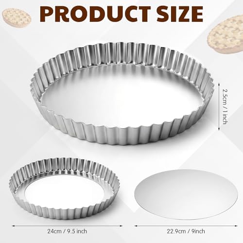 Hushee 2 Pack 9 Inch Tart Pan with Removable Bottom Non-Stick Carbon
