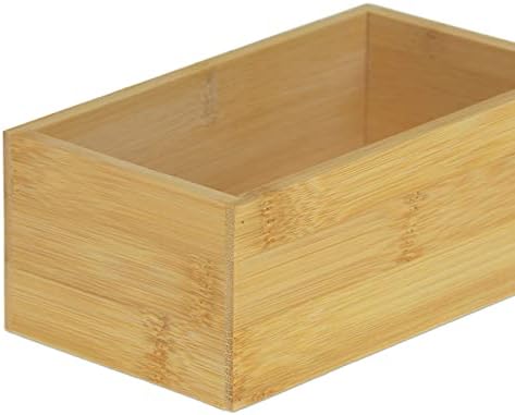 Relaxdays Bamboo Organiser Box, Narrow, Long, Storage for Kitchen