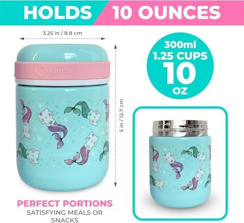 kinsho Bento Lunch Box Set with Thermo Bag & Ice Pack Pink Aqua Cat