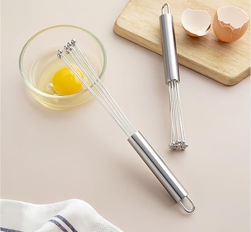 2 PCS 10.23inch Stainless Steel Ball Whisks,Durable Manual Egg Beater