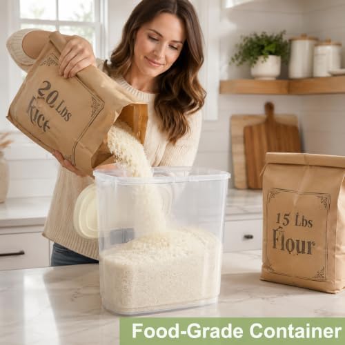 Large Rice Storage Container, 15-20 Lbs