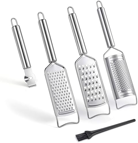 Tongjude Stainless Steel Cheese Grater Set, Set of 5 Kitchen Grater &