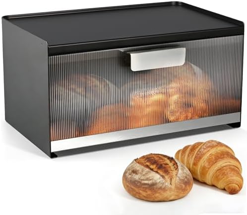 Metal Bread Box for Kitchen Countertop, 10 Qt Morden Small Breadbox