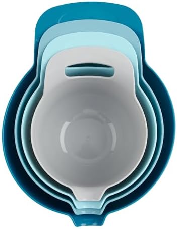 4 Piece Nesting Plastic Mixing Bowl Set with Pour Spouts and Handles