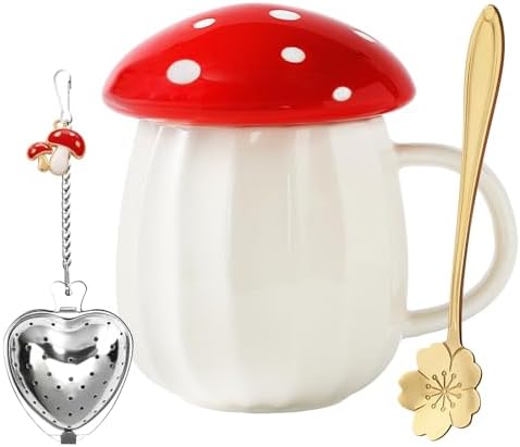 Yalucky Kawaii Cute Mushroom Mug Tea Cup Set Mushroom Stuff for Milk